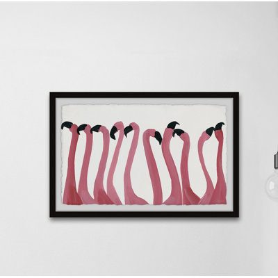 «Flamingo Gossip», reproduction encadrée