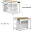 Îlot de cuisine 47 po avec table de salle à manger extensible, chariot de cuisine roulant avec prises de courant, plateau en placage de bois d'hévéa et tiroirs de rangement-1068987986