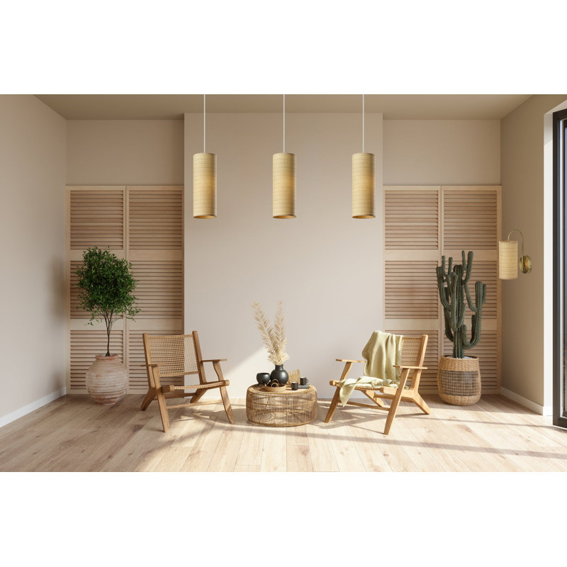 Luminaire suspendu cylindrique en laiton antique à 1 lumière Valluga