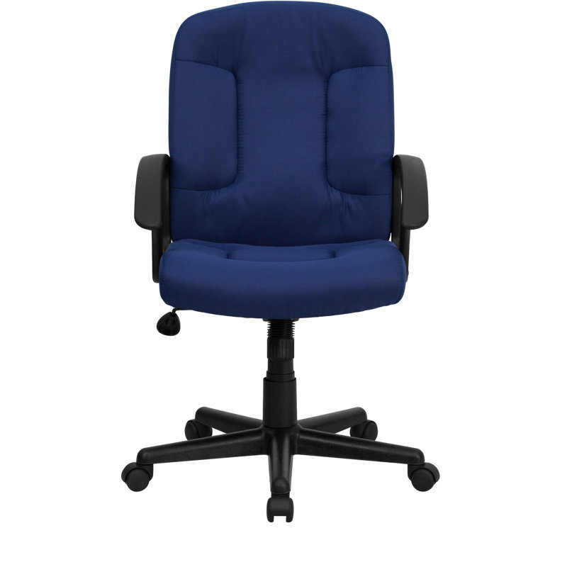 Mid-Back Fabric Executive Swivel Office Chair with Nylon Arms, Navy