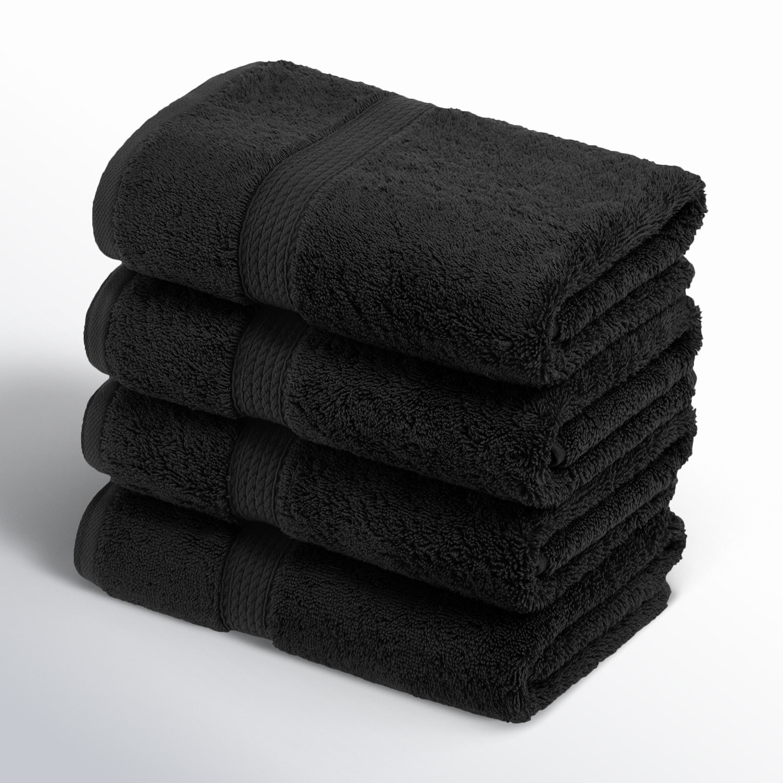 Renata Certified Egyptian Cotton 800 GSM PlushHighly Absorbent Luxury Hand Towels, Black