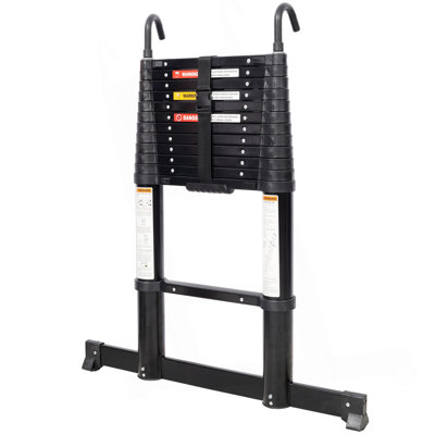 Telescopic Ladder Aluminum Ladder With Non-Slip Feet, Slow Down Safety Function With Stabilizer Portable Extension Ladder For Household And Outdoor Working, 330Lb Capacity