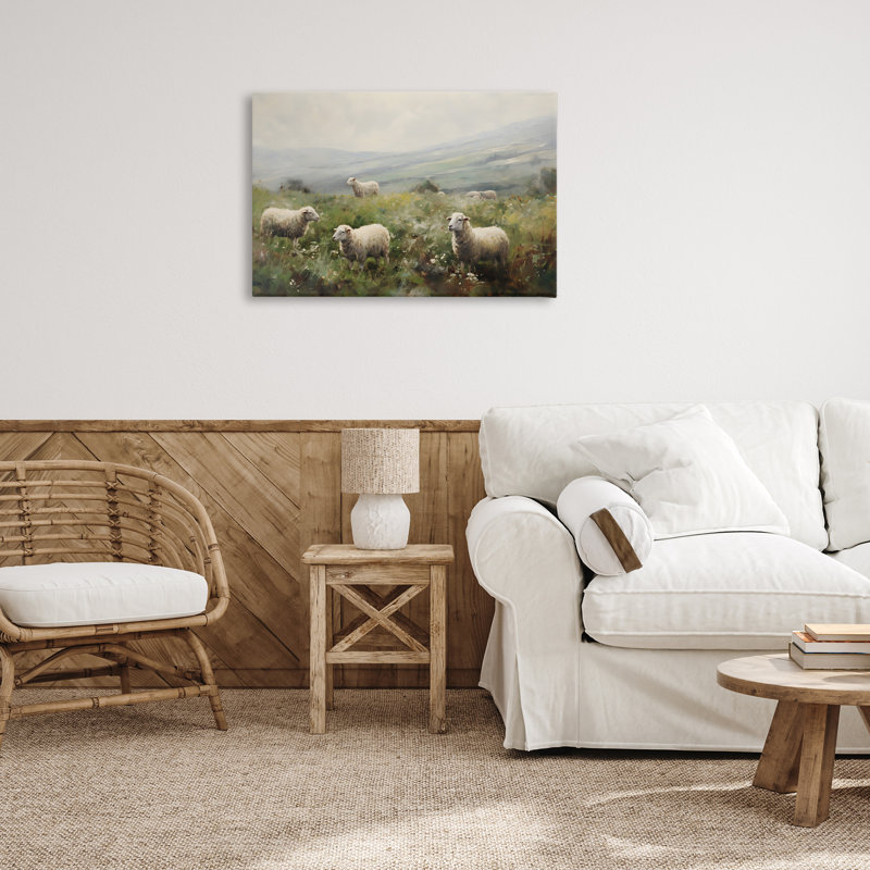 Misty Sheep Pasture Canvas Wall Art by Petal Prints Design, 20" H x 30" W