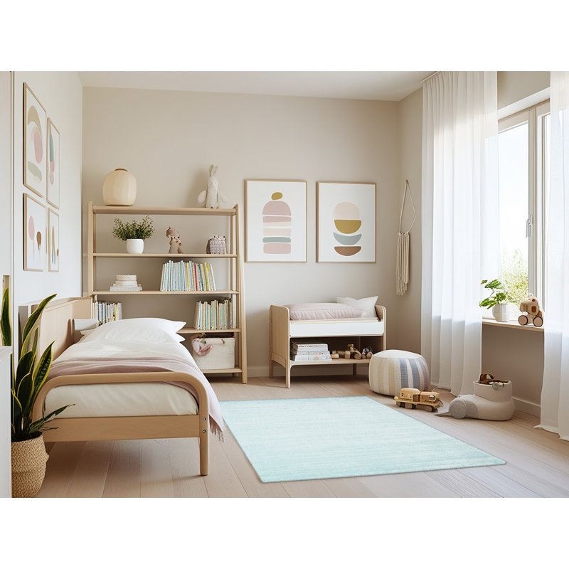 Tapis bleu ciel contemporain, Rectangle 4 pi x 6 pi