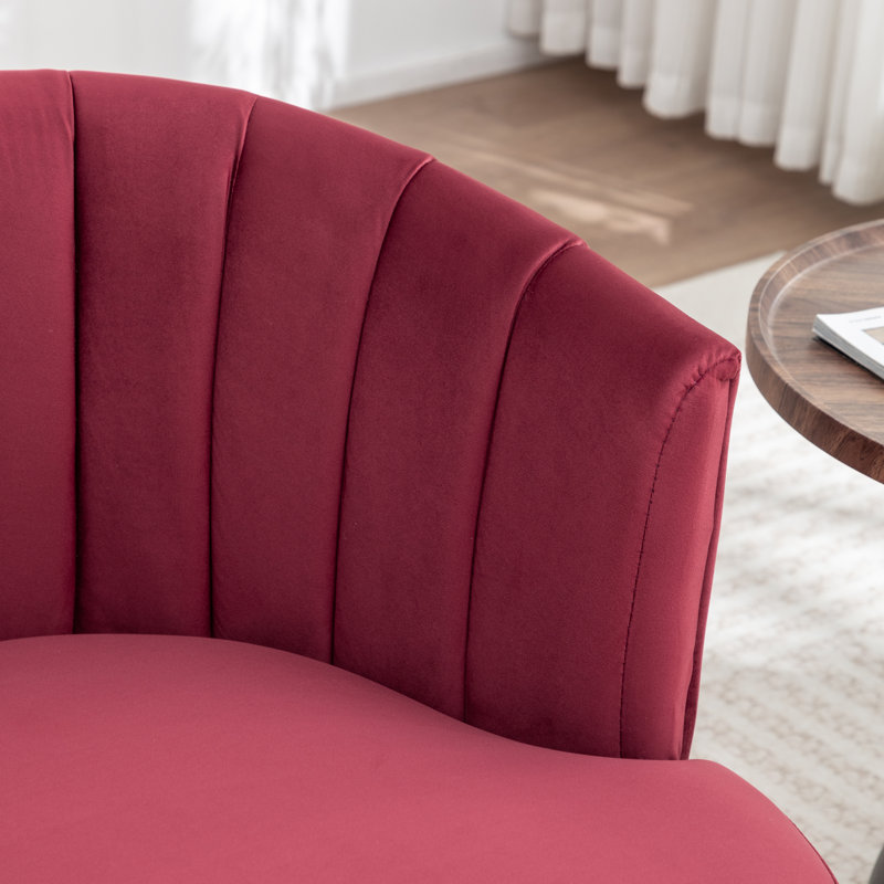Fauteuil demi-tonneau pivotant Stanford, Rouge