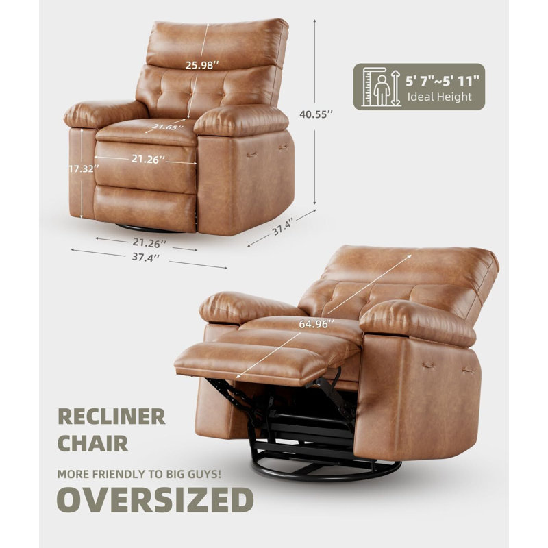 Fauteuils inclinables surdimensionnés avec massage et chaleur, Brun