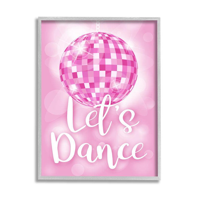 «Let's Dance Bold Pink Disco Ball On Wood» par Martina Pavlova, impression, H 16 po x l 20 po, Estampe numérique Farmhouse