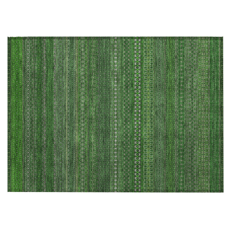 Tapis extérieur lavable rayé antidérapant 2 pi x 3 pi vert fougère