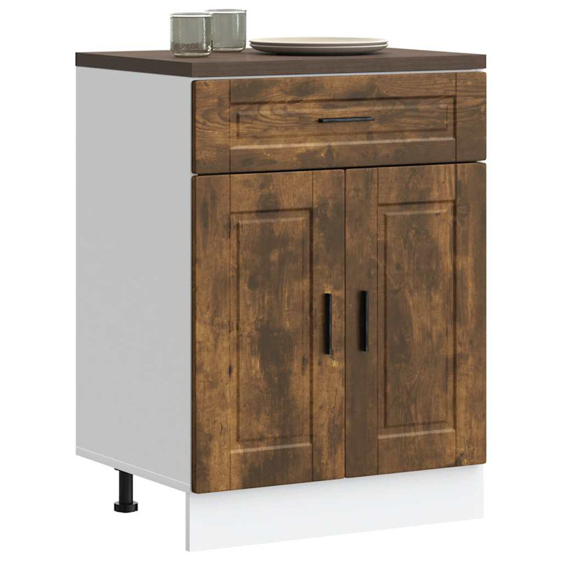 vidaXL Kitchen Base Cabinet Engineered Wood Standard, Smoked Oak