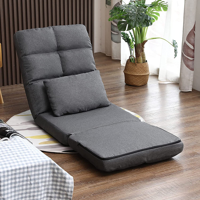 Isabelle & Max Adjustable Reclining Ergonomic Swiveling Floor Game Chair in Brown, Brown