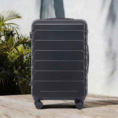 Grand bagage à carreaux en plastique dur 28 pouces ABS - Surface résistante aux égratignures Quatre roues multidirectionnelles, avec serrure à combinaison et crochets latéraux