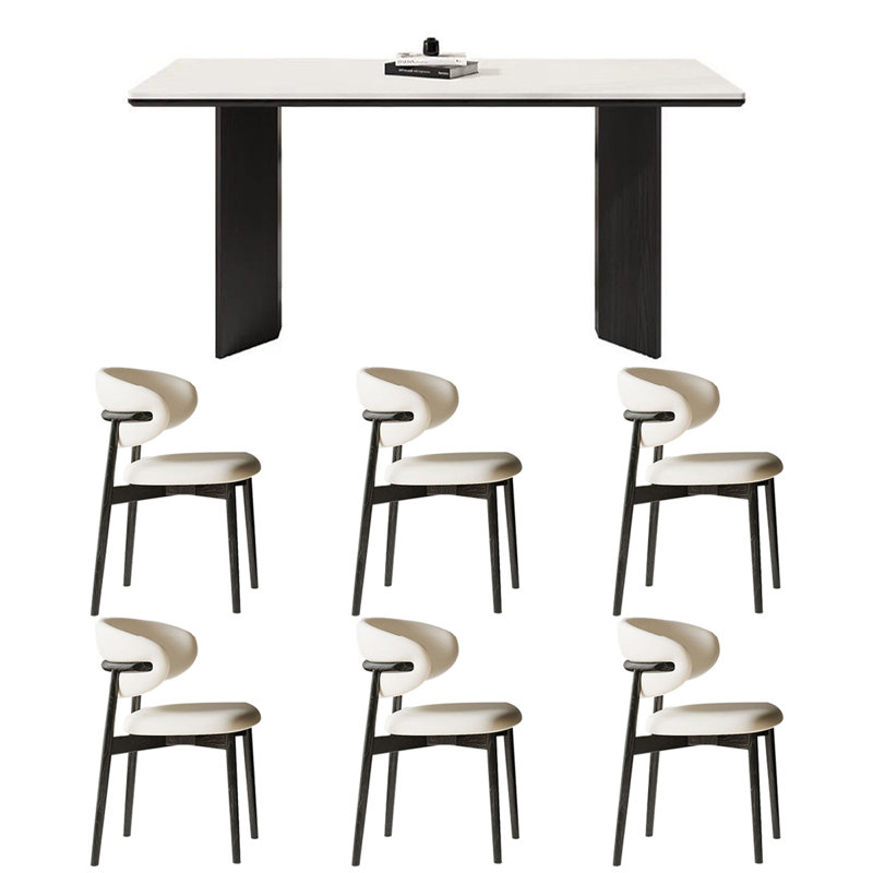 Solid wood dining table home rectangular rock slab, 29.53"H x 55.12"L x 31.5"W