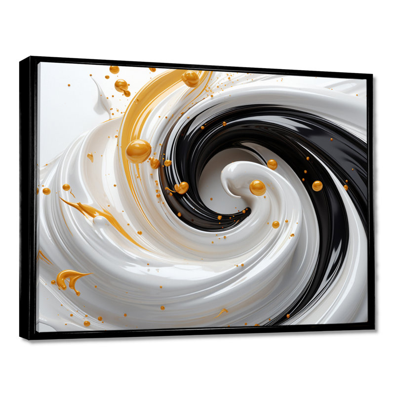 Tourbillons - spirales abstraites, art mural, salon, Toile avec cadre flottant noir, H 16 po x l 32 po x P 1 po