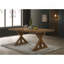 Farmhouse Wood Trestle Dining Table, Brushed Driftwood Finish