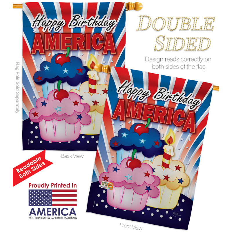 40 x 28 po en polyester à 2 côtés american petits gâteaux drapeau maison