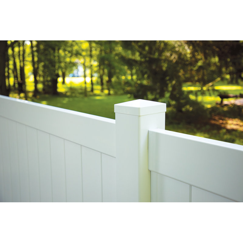 Veranda Pro Series 5 in. x 5 in. x 84 in. White Vinyl Woodbridge Routed End Fence Post