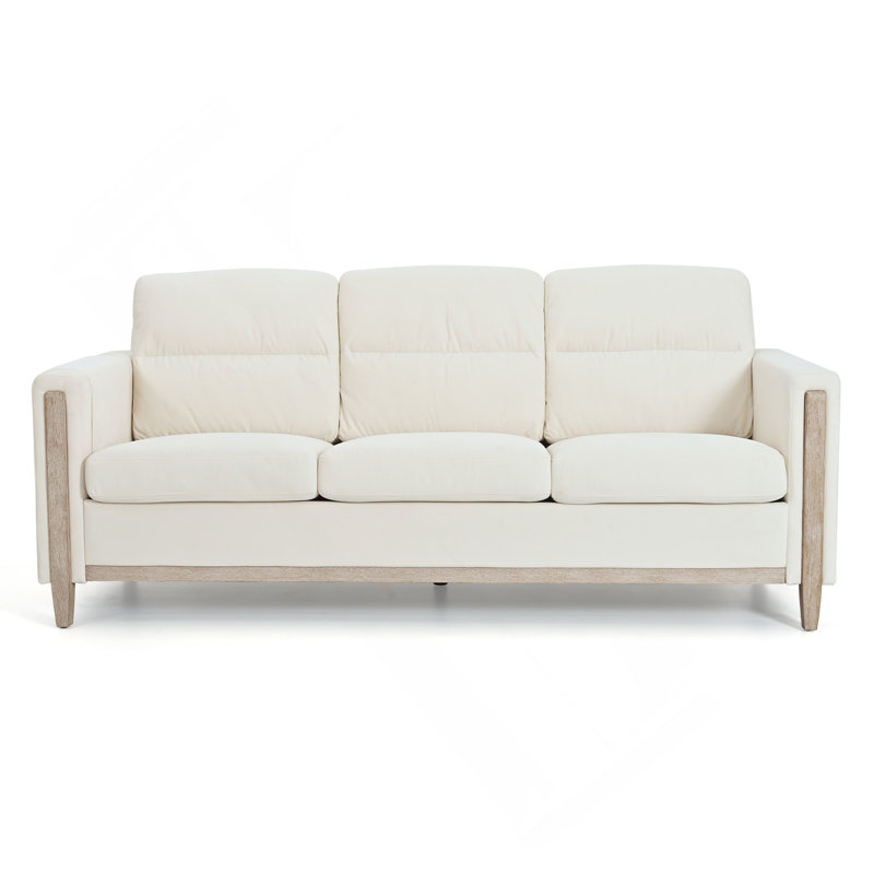 Canapé confortable en bois massif à trois places - Coussins moelleux, durables et durables, canapé de 79,5 po pour le salon