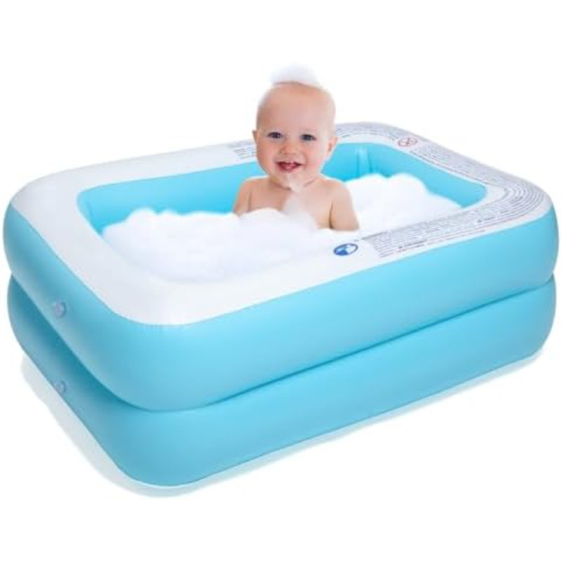 Inflatable Kiddie Pool, 61X42x18 Inch Rectangular Family Swimming Pool, 72 Gallon Capacity For Kids & Adults, Easy Set For Backyard Summer Fun”