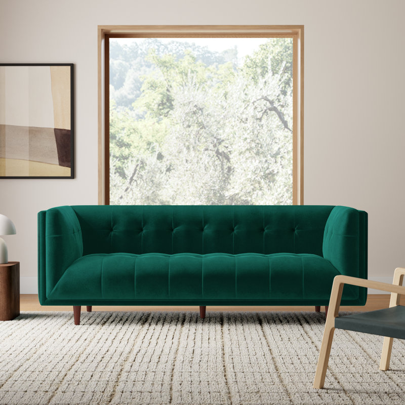George 82'' Velvet Sofa, Emerald Green Velvet