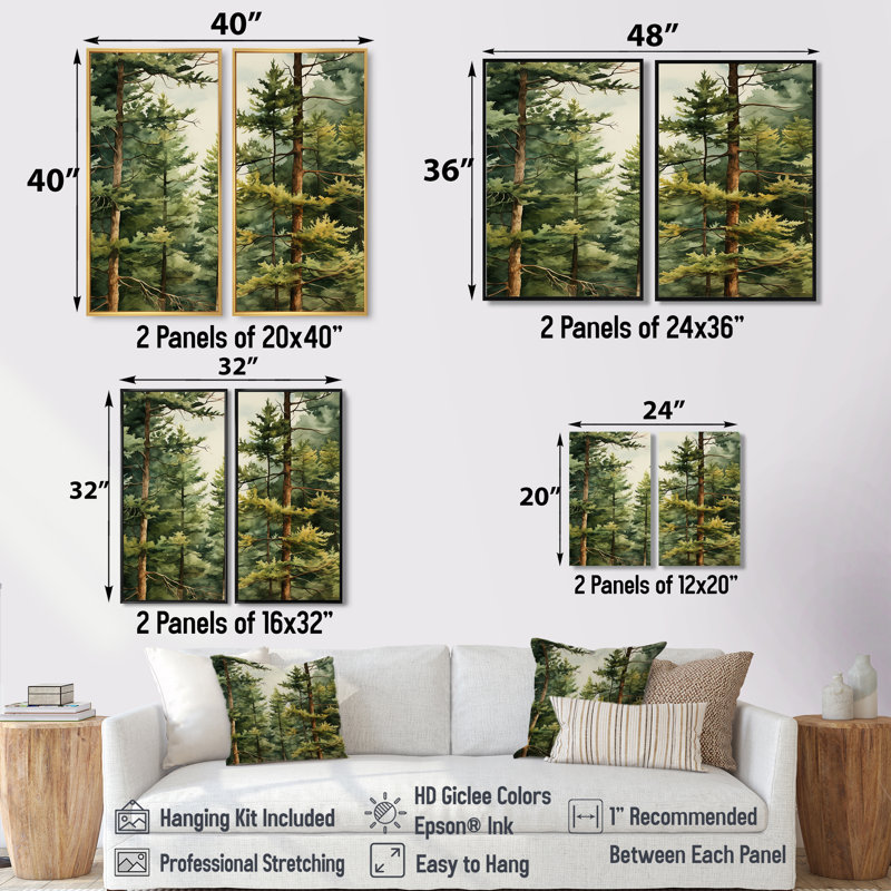 Pine Tree Symphony II - Traditional Canvas Prints, 32" H x 32" W, Framed Print without Mat, Black