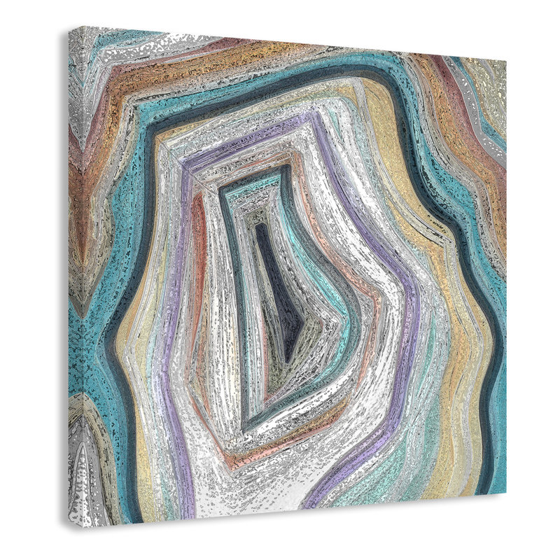 Agate moderne bleu sarcelle - peinture, Toile tendue, H 40 po x l 40 po x P 1,38 po