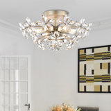 Plafonnier encastré à 6 lumières en cristal champagne argenté brossé 17,7 po Rosa