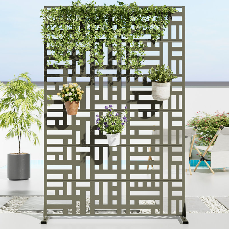 6 ft. H x 4 ft. W Metal Privacy Screen Panel Pattern, Green