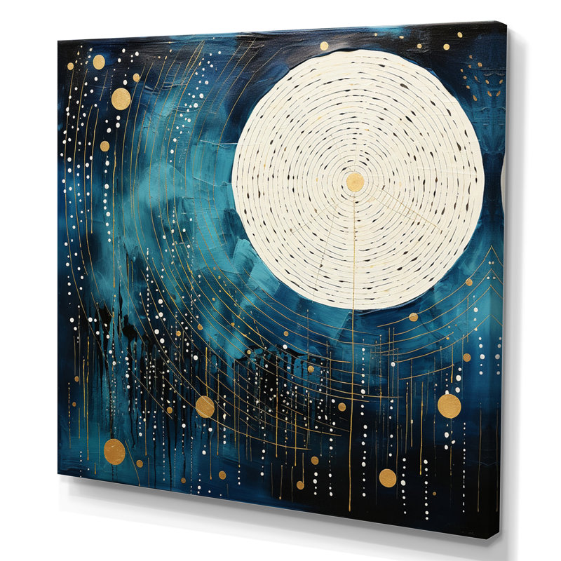 Lune bleue minimalisme IV sur toile, Toile tendue, H 30 po x l 30 po x P 1 po