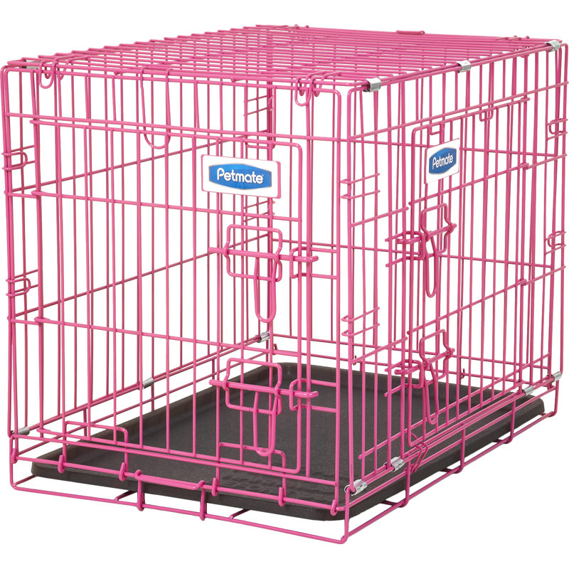 Caisse d'entrainement et de repos pour chiot à 2 portes, Rose