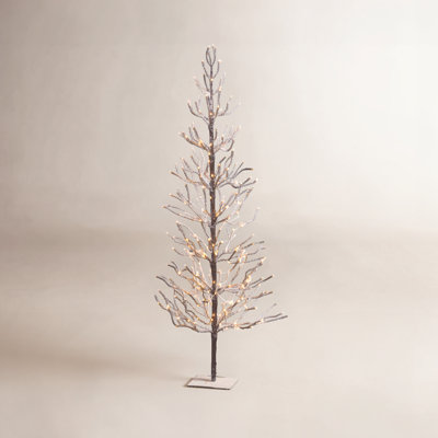 6 ft. Tall Snowy Brown Pre Lit Tree with Warm White LEDs