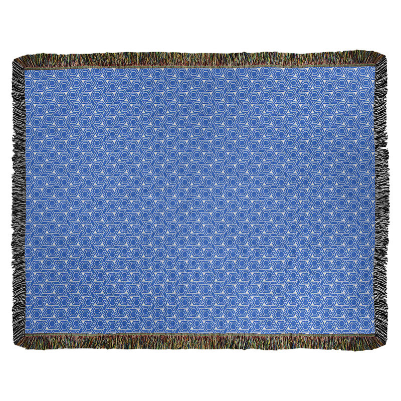 Couverture tissée hexagonale Katelyn Elizabeth, l 50 po x L 60 po, Bleu / blanc