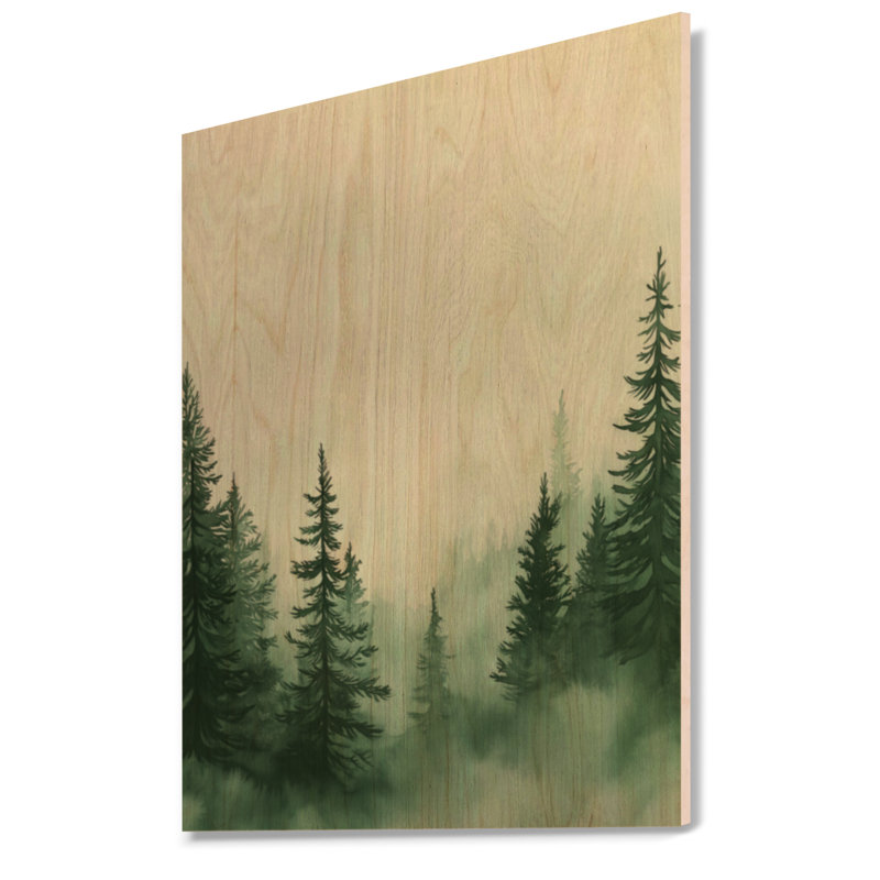 Mystic Forest II - Décoration murale en bois vert nature, H 32 po x l 24 po, Rectangulaire
