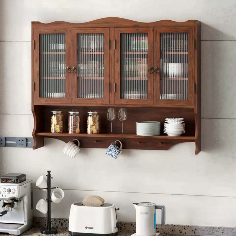 Armoire murale 39,37 "Retro 4 portes, Brun