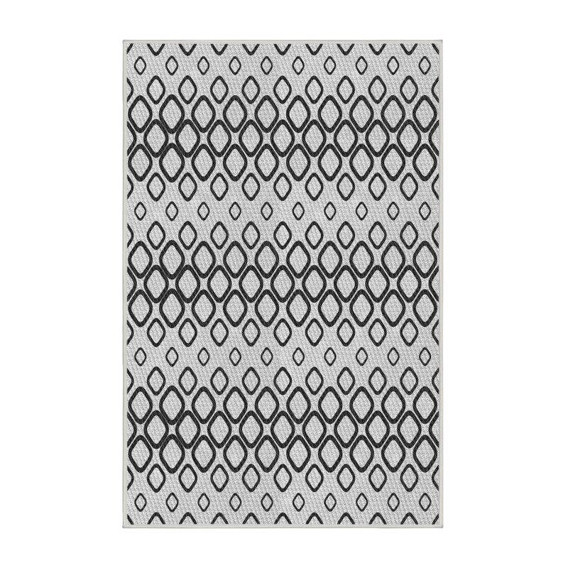 Tapis gris/zone noire à motifs, Rectangle 3 pi x 5 pi