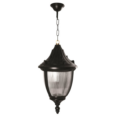 Elegant Outdoor Chandelier, Black & White, 27.6 x 13.8 inches | Durable ABS Body & Polycarbonate Cap, E27 Socket Max 40W, IP65 Waterproof | Perfect for Traditional & Industrial Décor, Nostalgic Charm