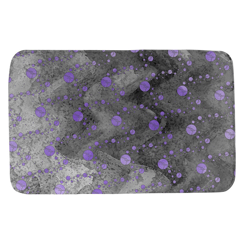 Tapis de salle de bain planet stars, l 17 po x L 24 po, Mauve / Noir