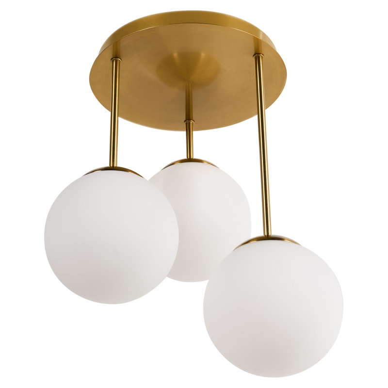- Light Cluster Pendant, Brass, 3, 43cm H x 35cm W x 35cm D