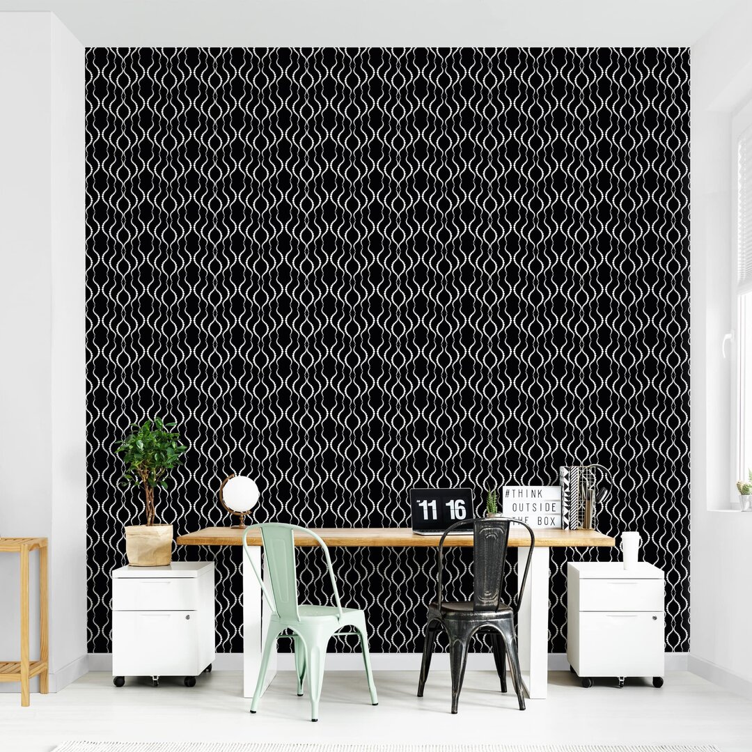 Strukturierte Fototapete Dot Pattern in Black 3,36 m x 336 cm