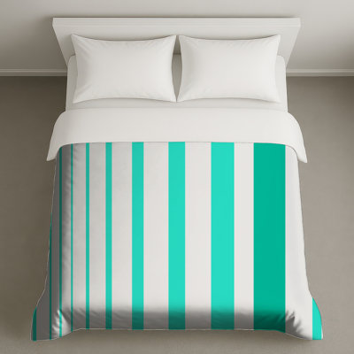 Housses de couette à rayures verticales turquoise