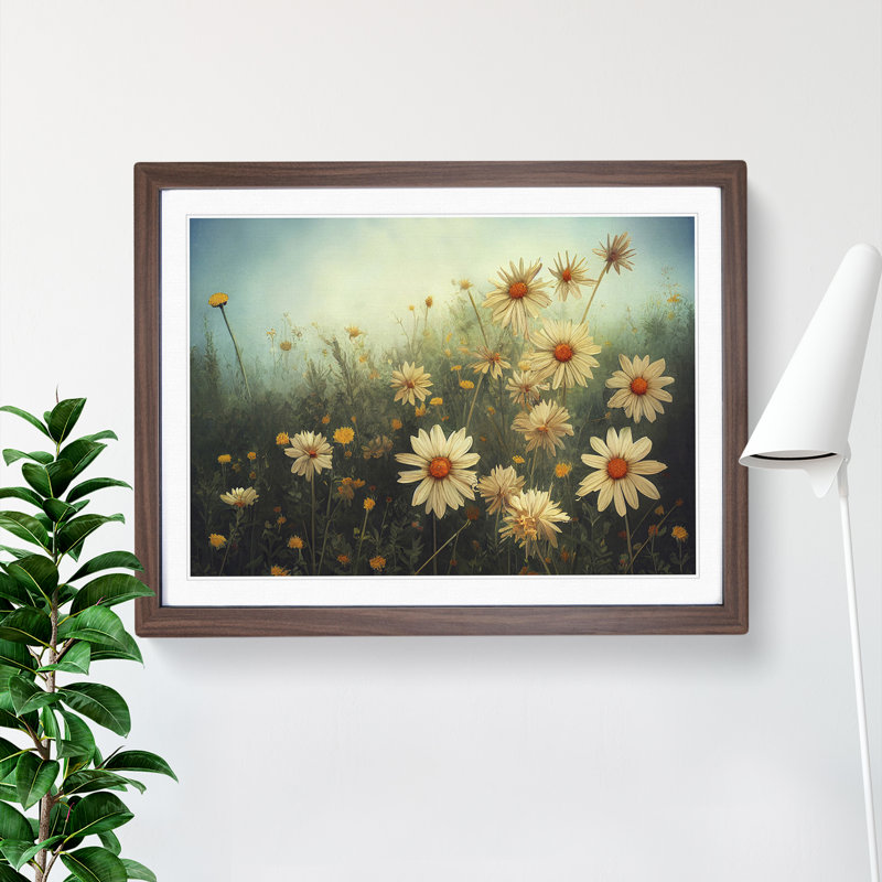 XH1022-9430X Unforgettable Wildflowers Floral - Single Picture Frame Print, 46cm H x 64cm W x 2cm D, Walnut  Framed