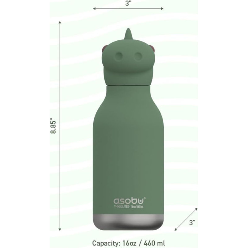 Asobu 475ml Double Wall Insulated Stainless Steel Water Bottle
