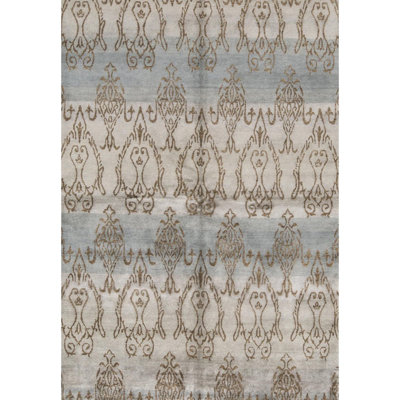 Himalayan Damask Area Rug in Blue/Brown