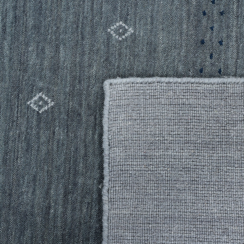Simi Hand Knotted Cotton/Wool Southwestern Area Rug, Slate, Rectangle 8' x 10'