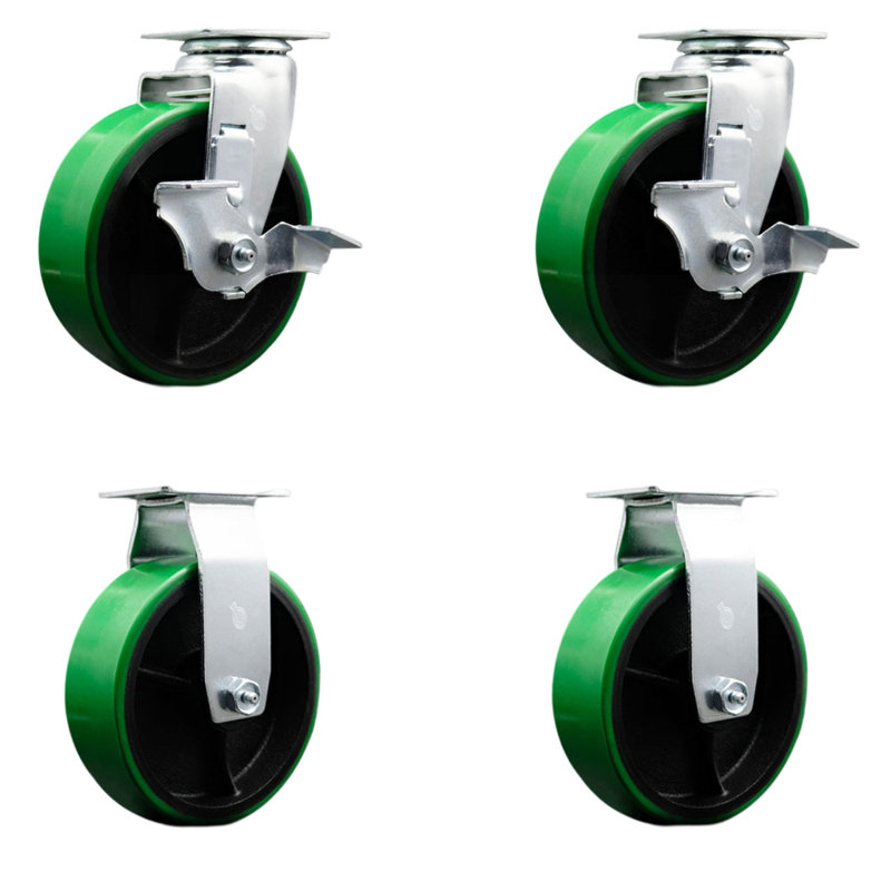 Ensemble de roues à roulettes pour boîte à outils - Poly vert sur roulettes pivotantes en fonte - SCC