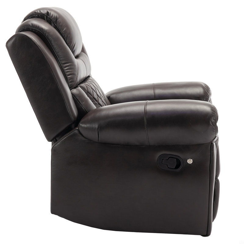 Home Theater Seating Manual Recliner Chair With Led Light Strip, Brown