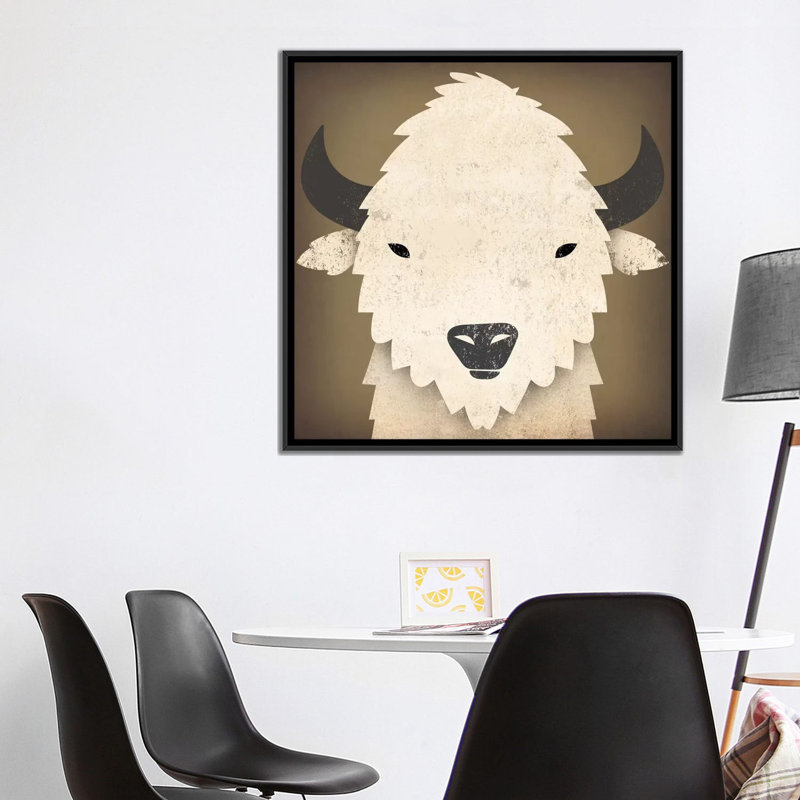 Art encadré Penarth Buffalo, Toile avec cadre noir, H 37 po x l 37 po x P 1,5 po