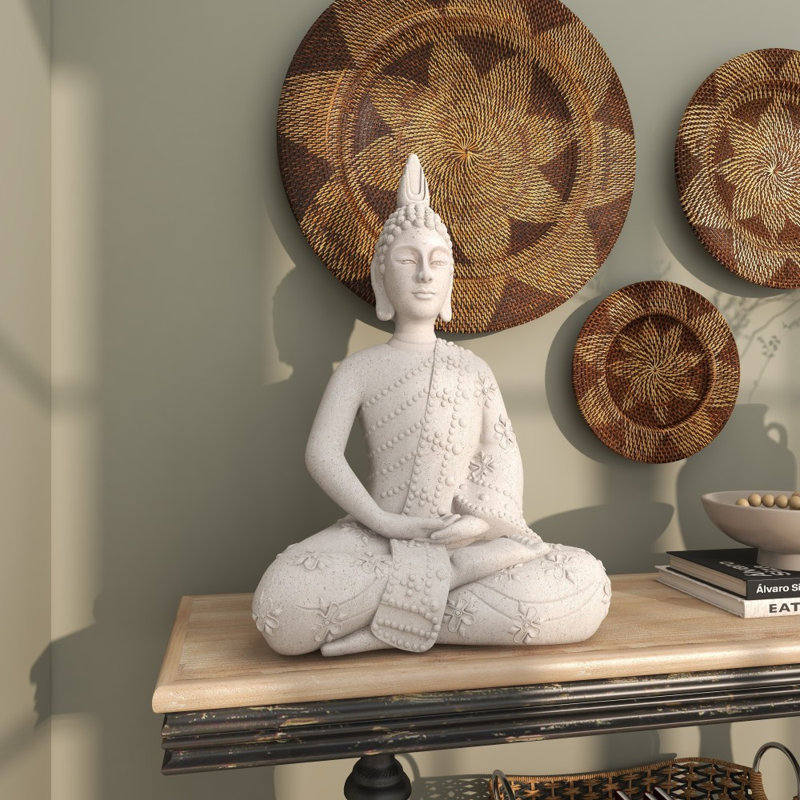 Sculpture de jardin en forme de Bouddha gris en oxyde de magnésium
