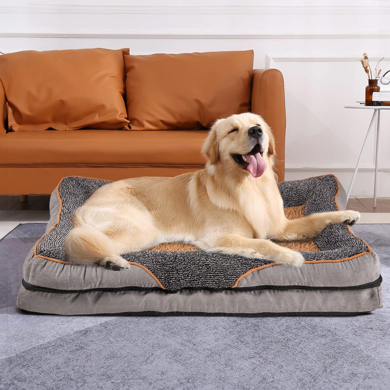 Washable All-Season Dog and Cat Bed, Brown/Grey/Light Grey, 9 cm H x 50 cm W x 40 cm D