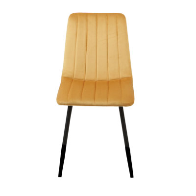 38cm H Velvet Upholstered Metal Upholstered Back Side Chair in Gold