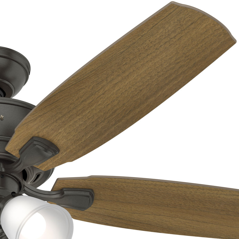 52" Amberlin 5 - Blade Standard Ceiling Fan with Pull Chain and Light Kit Included, Noble Bronze